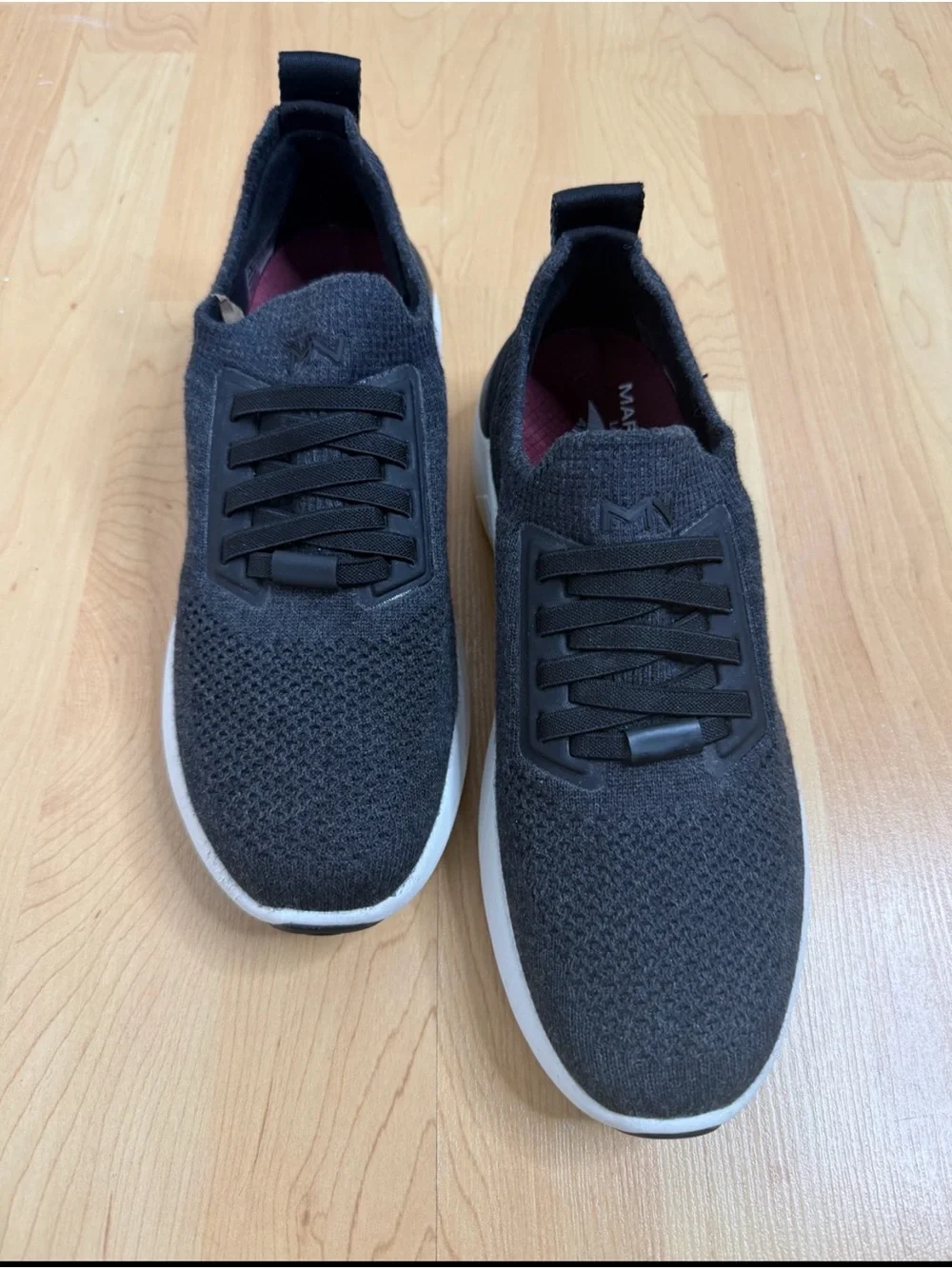 Mark Nason Charcoal Knit Slip-On Sneakers with White Midsole